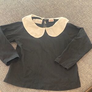 Zara Black Long Sleeve Kids Tee with White Collar